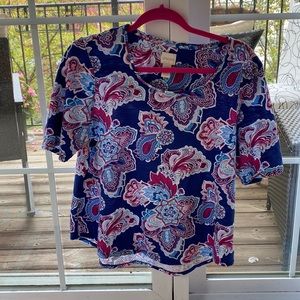 Chicos paisley petite top pink white and blue size 2p $10